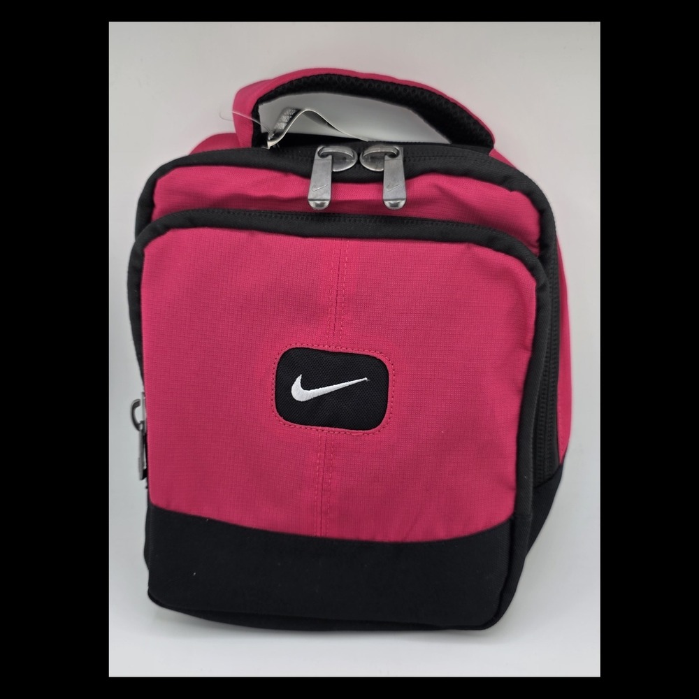 Nike Pink Black Insulated Lunch Bag Small Cooler Crossbody Shoulder Bag
